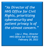 Cybersecurity in healthcare is of primary importance at HHS OCR